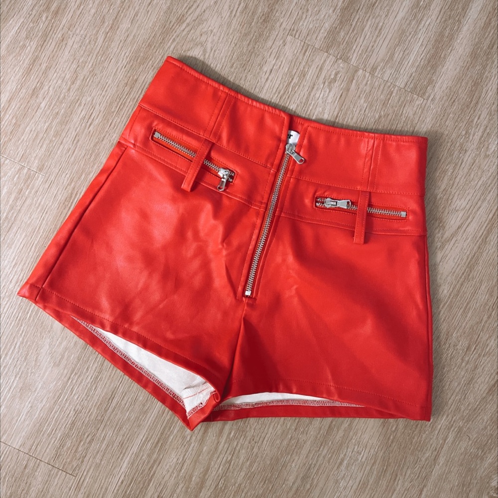 Red Leather Shorts